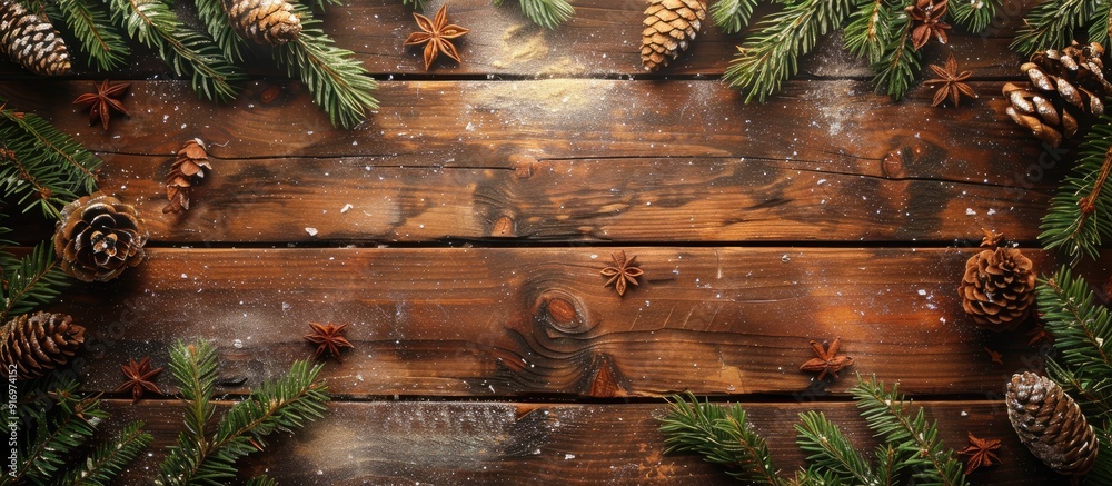 Poster Rustic Christmas backdrop with a stylish design Copy space image included
