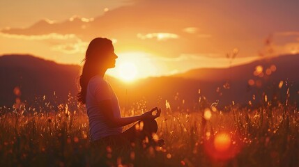 Obraz premium Person Meditating Amidst Nature with an Enchanting View