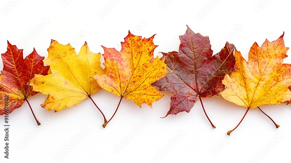 Aufkleber autumn background with yellow red brown maple leaves branch with colorful autumn foliage autumntime 