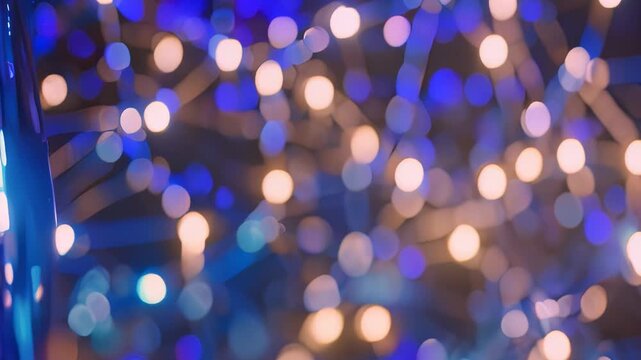 Video animation of close up of interconnected light nodes forming a complex network,connections between them create a web like structure against a dark background.