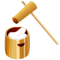 お正月の時に作る餅つきのイラスト