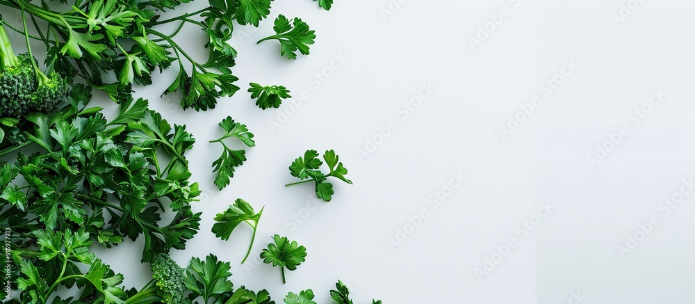 Poster Isolated parsley on a white background with copy space image