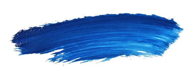 Vibrant blue paint brushstroke on white background, perfect for artistic and creative design projects.