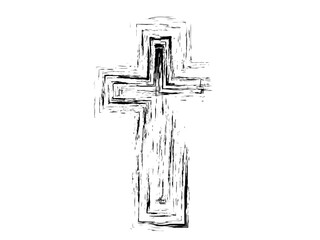 Jesus saves, Christian t-shirt design. Print design for church hoodie or youth sweatshirt. Easter banner with cross. Vector illustration