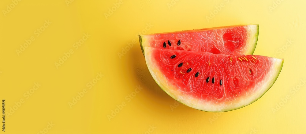 Canvas Prints yellow background with copy space image featuring a watermelon