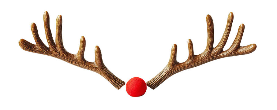 Festive reindeer antlers with a red nose, perfect for holiday decorations and seasonal greetings during Christmas celebrations.