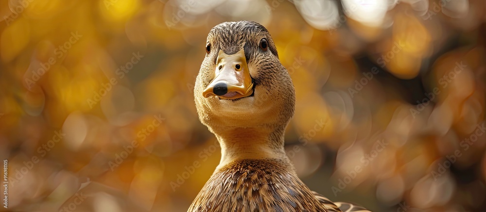 Poster duck eagerly awaits food shown in a copy space image