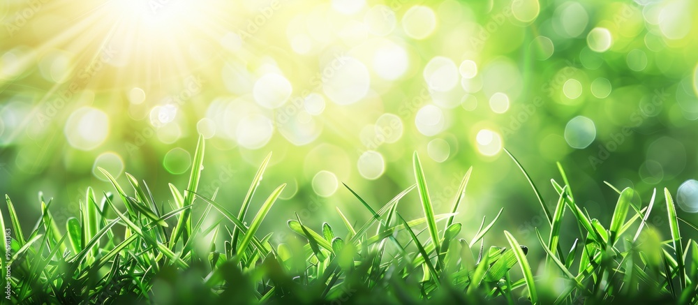 Leinwandbilder spring grass in vibrant green hues with sunlight filtering through providing space for text or image