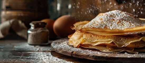 A homemade copy space image featuring crepes with selective focus