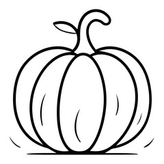 A simple black and white outline drawing of a pumpkin