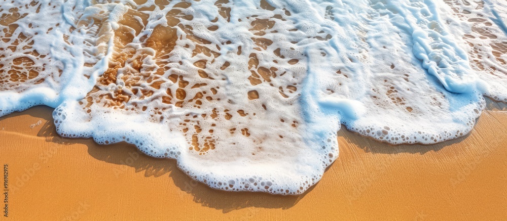 Aufkleber soft and beautiful wave on sandy beach with copy space image