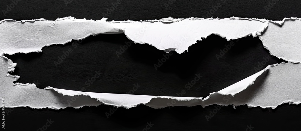 Aufkleber Piece of torn paper revealing a copy space image against a black backdrop
