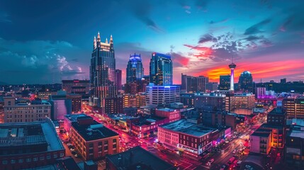 Nashville Skyline at Sunset