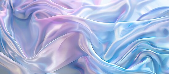 Obraz premium Silk fabric with a blue nacre wave pattern creates an abstract texture on a horizontal background with ample copy space image