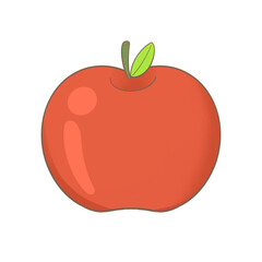 red apple icon, cartoon style, isolated on transparent background