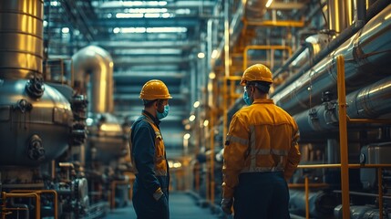 Workers inspecting building equipment Maintenance and inspection : Generative AI