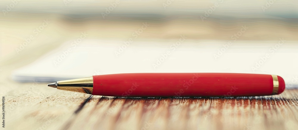 Aufkleber Red pen next to note paper on a desk providing a suitable copy space image