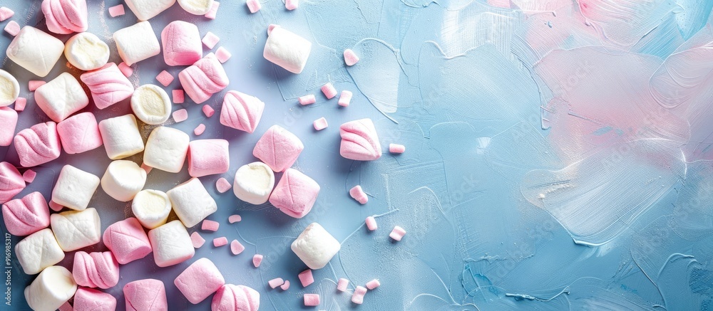 Leinwandbilder Textured background with marshmallows on display Copy space image available