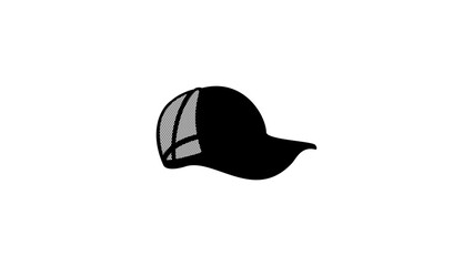 trucker cap, black isolated silhouette