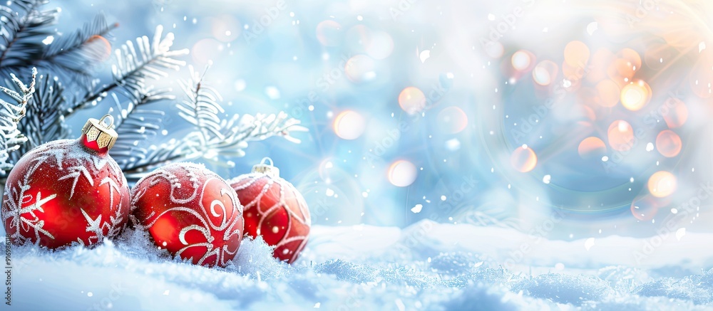 Aufkleber abstract winter background with snow featuring christmas balls ideal as a copy space image