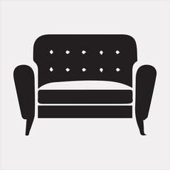 Sofa icon vector silhouette on a white background