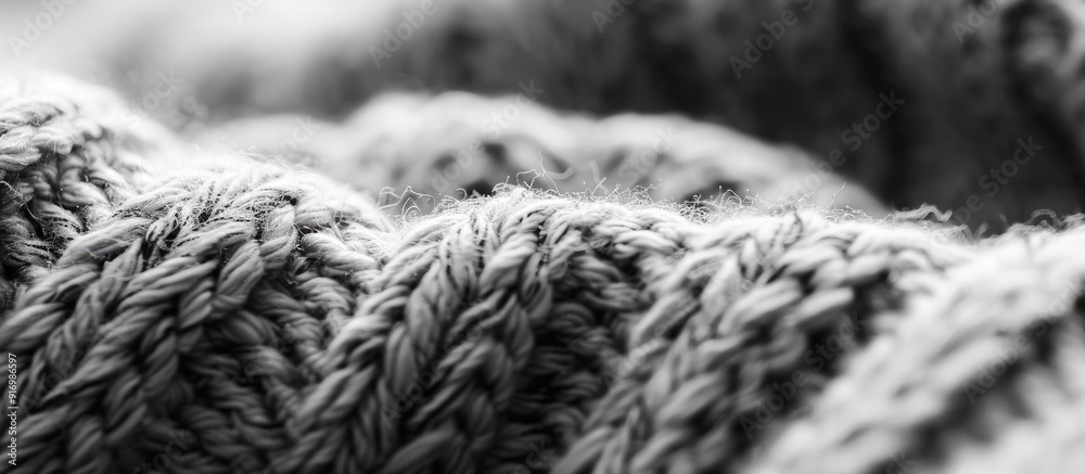 Poster handmade black and white knit fabric showcasing a textured knit pattern up close perfect for a copy 