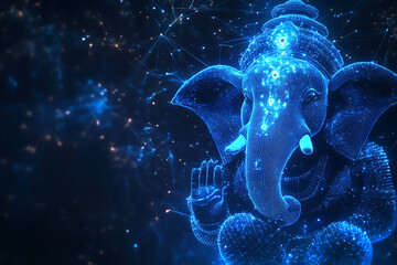 An abstract digital background featuring the beloved Hindu deity Ganesha