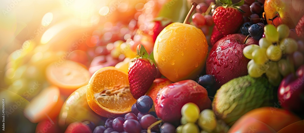 Poster selective focus showcasing a fruit concept with copy space image