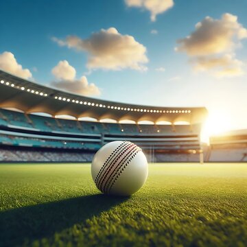 Cricket stadium with ball in lights and flashes 3d render
