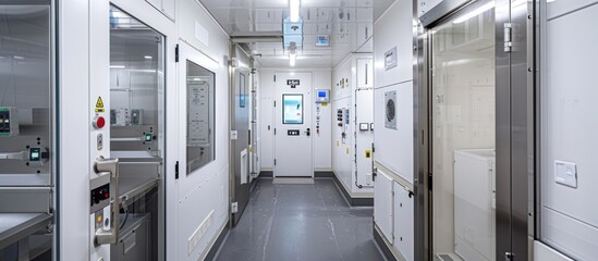 Cleanroom Corridor with Doors and Equipment