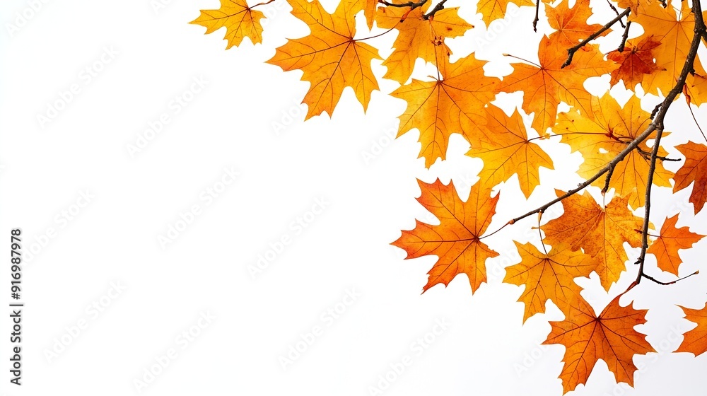 Aufkleber autumn background with yellow red brown maple leaves branch with colorful autumn foliage autumntime 