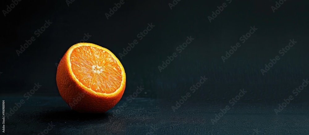 Aufkleber fresh orange on a dark background ideal for healthy food concepts perfect as a copy space image for 