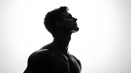 Upper body man silhouette White background : Generative AI