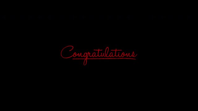 Red Congratulations Handwritten style textured text on alpha transparent background wedding