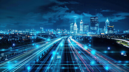 Fototapeta premium Smart highways with embedded technology