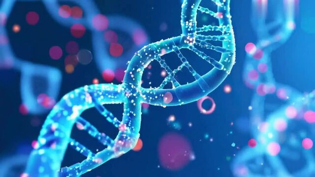dna strand on blue background