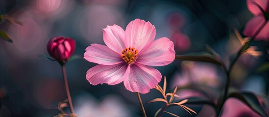 Pink flower captured in high quality for a copy space image