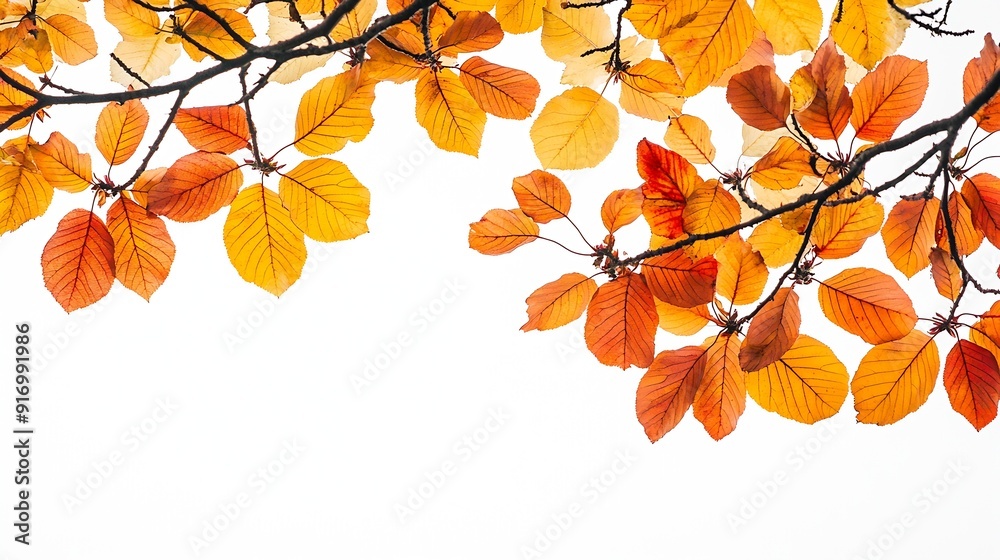 Aufkleber autumn background with yellow red brown maple leaves branch with colorful autumn foliage autumntime 
