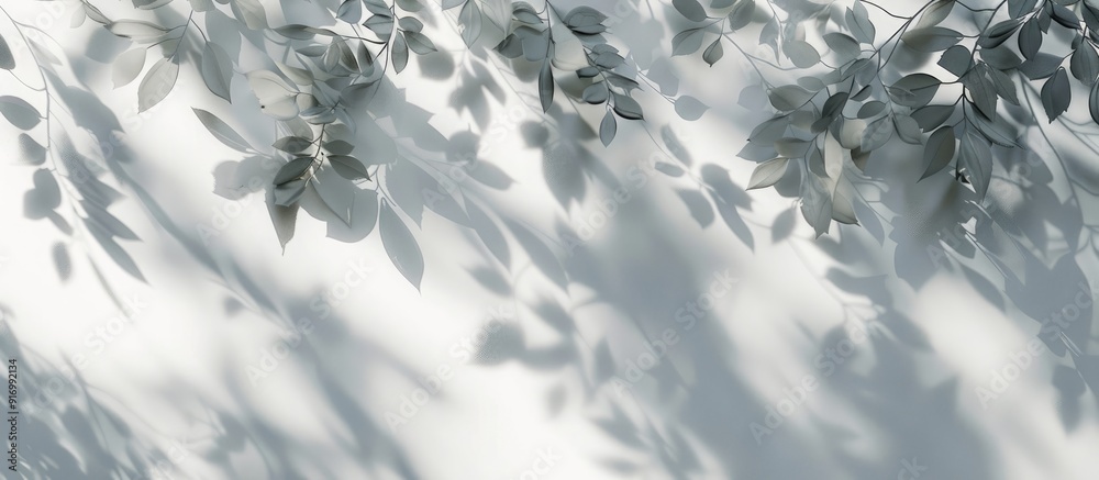 Poster sunlight filtering through tree leaves casts intricate shadows creating a captivating effect on a wh