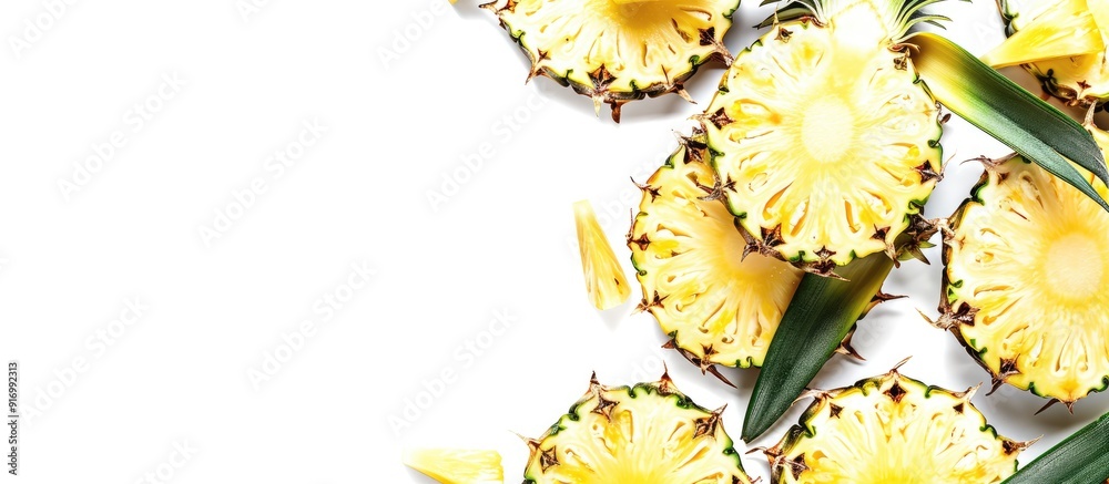 Aufkleber pineapple slices on a white background with copy space image
