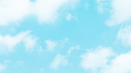 Blue sky with white fluffy cloud. Cloudscape soft light summer sky. Beautiful nature pastel. Cumulus clouds.