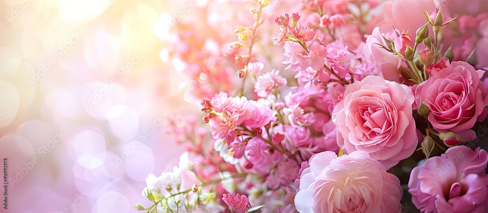 Poster a beautiful bouquet of flowers against a clear background perfect for a copy space image