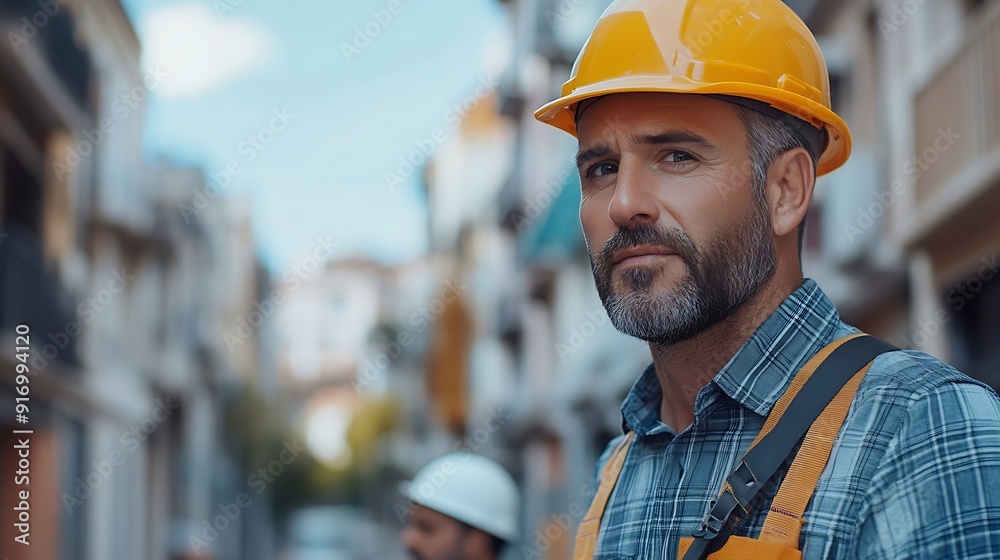 Fototapete Architect caucasian man working with colleagues mixed race in the construction site Architecture engineering at workplace engineer architect wearing safety helmet meeting at contructio : Generative AI