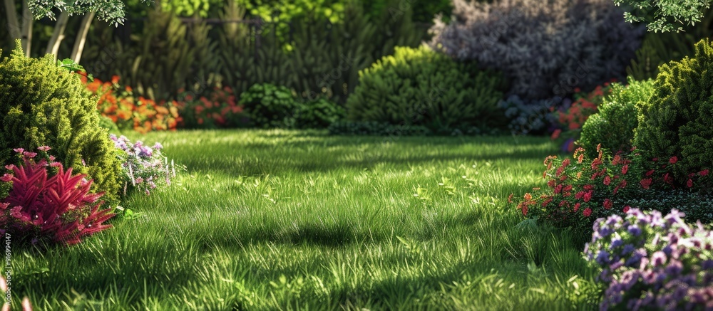 Wall mural various colors and textures enrich a garden grassy background creating an appealing view for your co