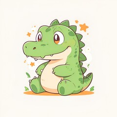 Naklejka premium Cute Green Alligator Illustration