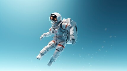 Naklejka premium Astronaut in outer space on the background of the blue sky.