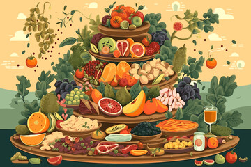 Watercolor art with fresh vegetables. Farmers market watercolor illustration with fresh vegetables.
