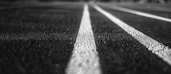 Monochrome lines creating an abstract sports backdrop on an outdoor field ideal for black and white photography with ample copy space image