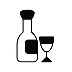 wine glyph icon with white background vector stock illustration