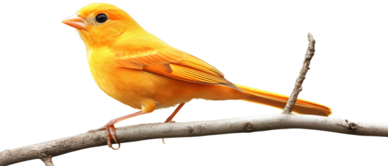 yellow bird perched on branch isolated background transparent png